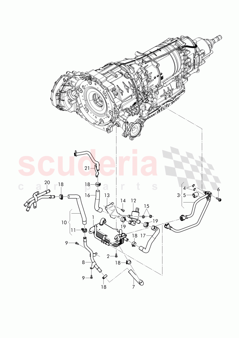 oil pressure line for gear oil cooling, Gear oil cooler, F >> 4V-J-019 112, F >> ZV-J-019 112 of Bentley Bentley Bentayga (2015-2020)