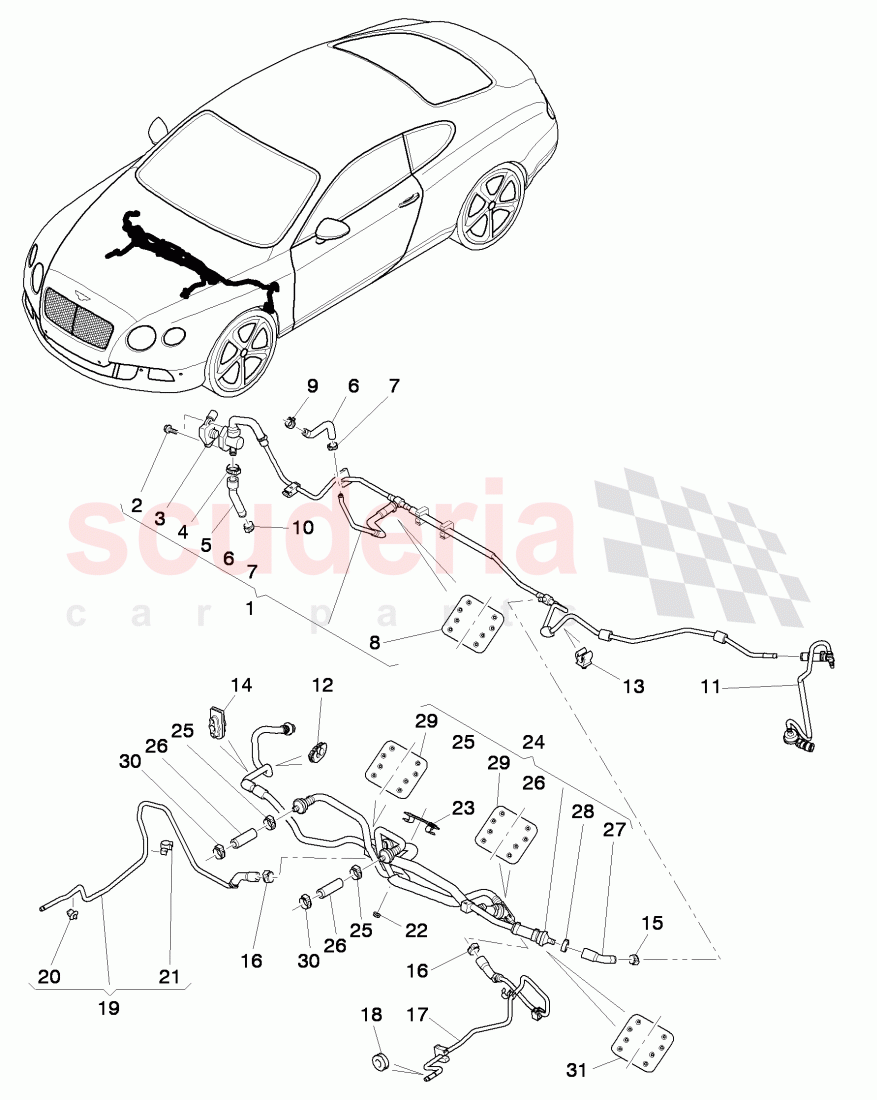 vacuum hoses for brake servo, vacuum hoses with connecting parts, D >> - MJ 2014 of Bentley Bentley Continental GT (2011-2018)