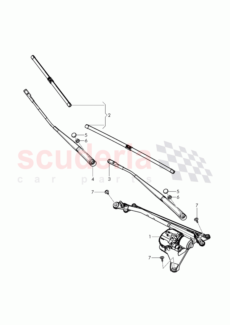 wiper motor, wiper arm with wiper, blade of Bentley Bentley Bentayga (2015-2020)