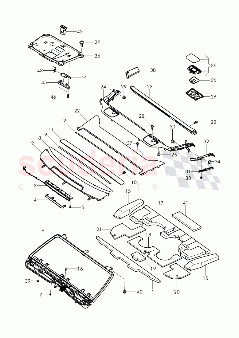 parcel tray, curtain for rear window, D - MJ 2017>> of Bentley Bentley Mulsanne (2010+)