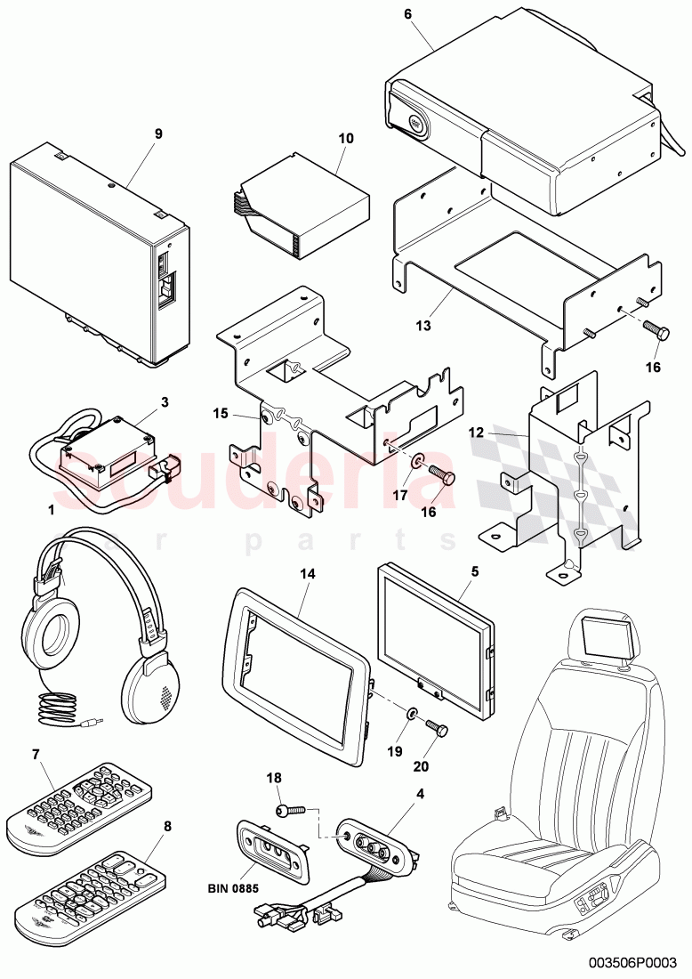 Multimedia system, (Rear Seat Entertainment'RSE'), D - MJ 2009>> - MJ 2011 of Bentley Bentley Continental Flying Spur (2006-2012)