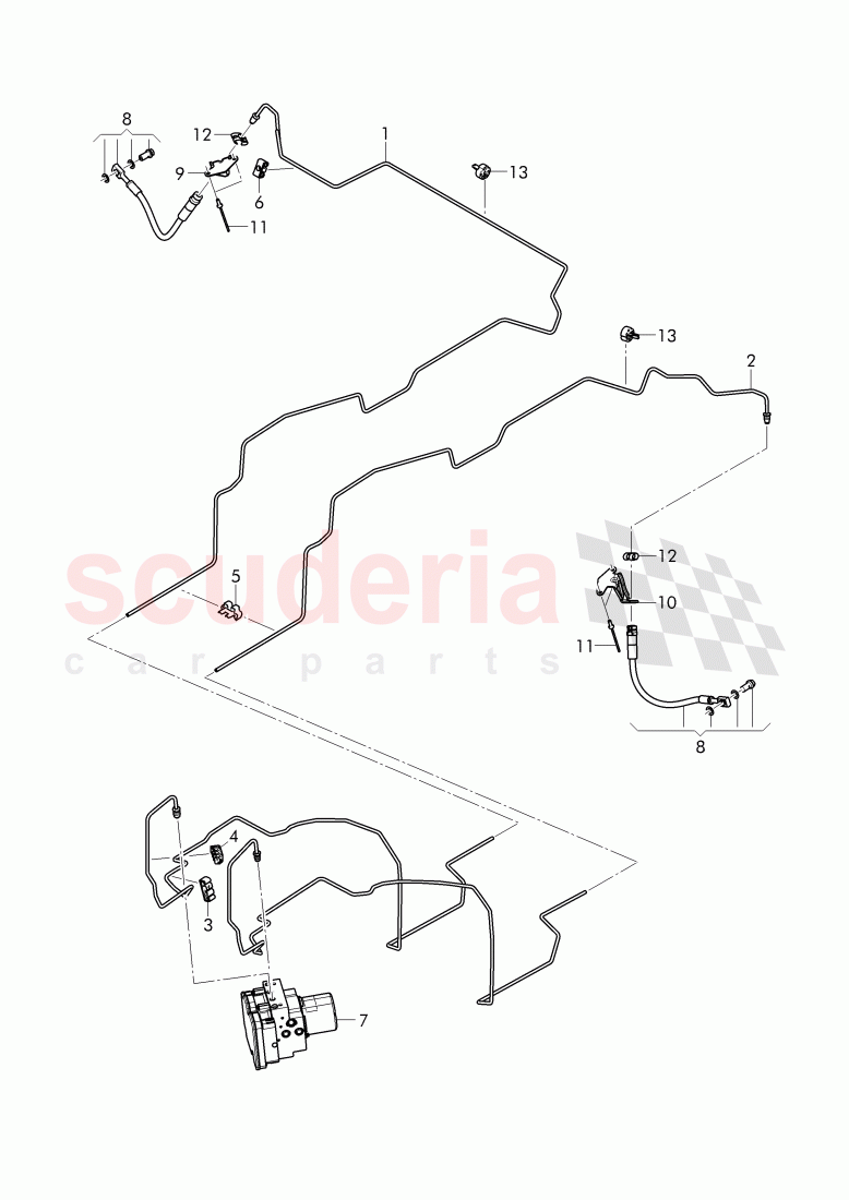 brake line, brake hose, holder for brake line of Bentley Bentley Bentayga (2015-2020)