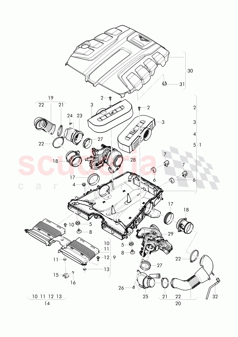 air cleaner with connecting, parts of Bentley Bentley Bentayga (2015-2020)