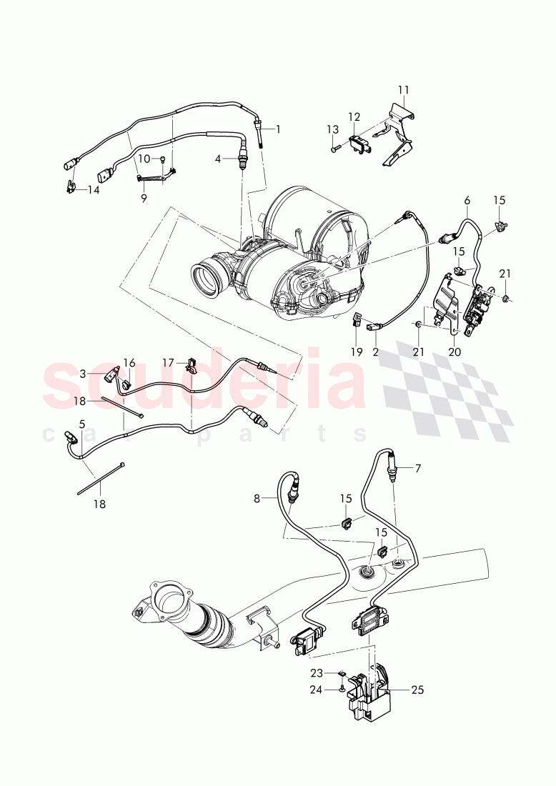 oxygen sensor, emissions temperature sensor, differential pressure sensor, NOx-Sensor, Particle sensor of Bentley Bentley Bentayga (2015-2020)