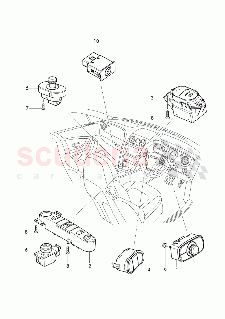 switches in dashboard, switches in console of Bentley Bentley Continental Supersports (2017+)