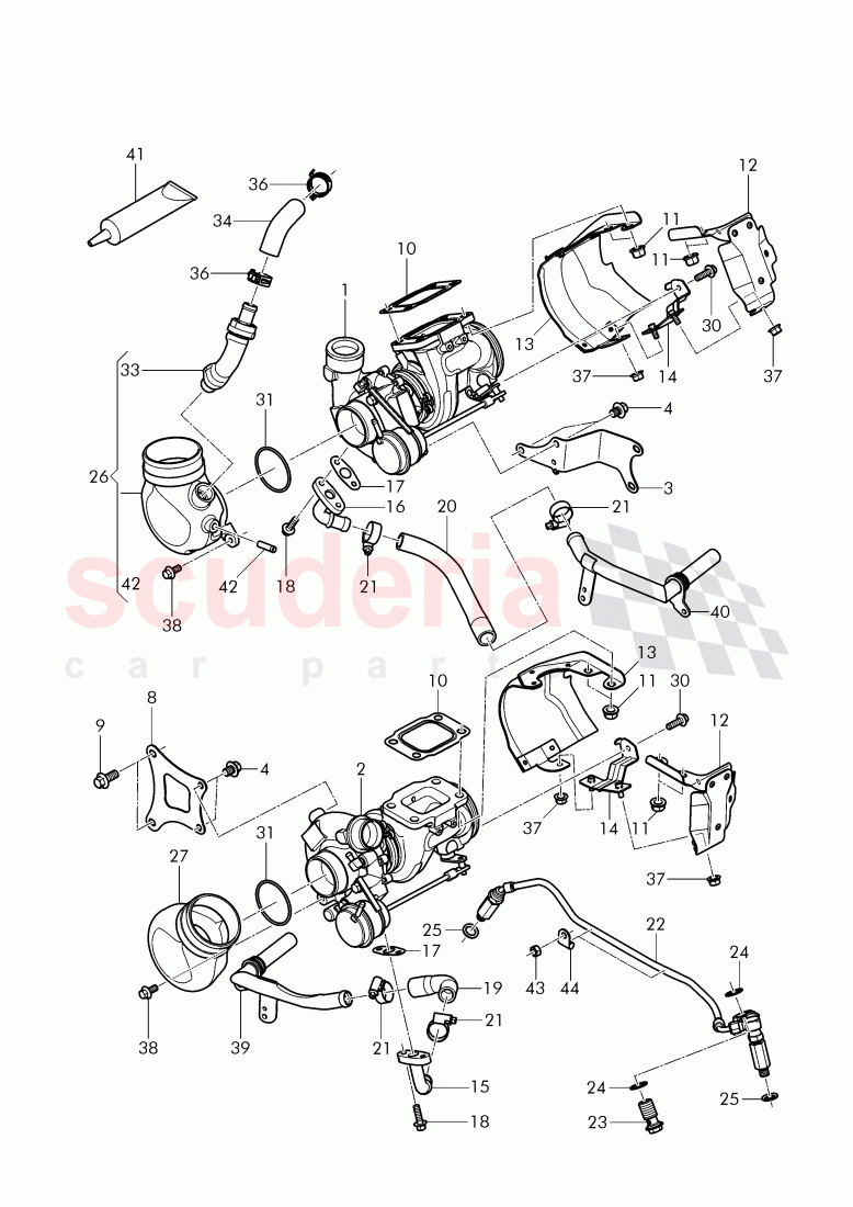Exhaust gas turbocharger, (water-cooled), D >> - MJ 2015 of Bentley Bentley Mulsanne (2010+)