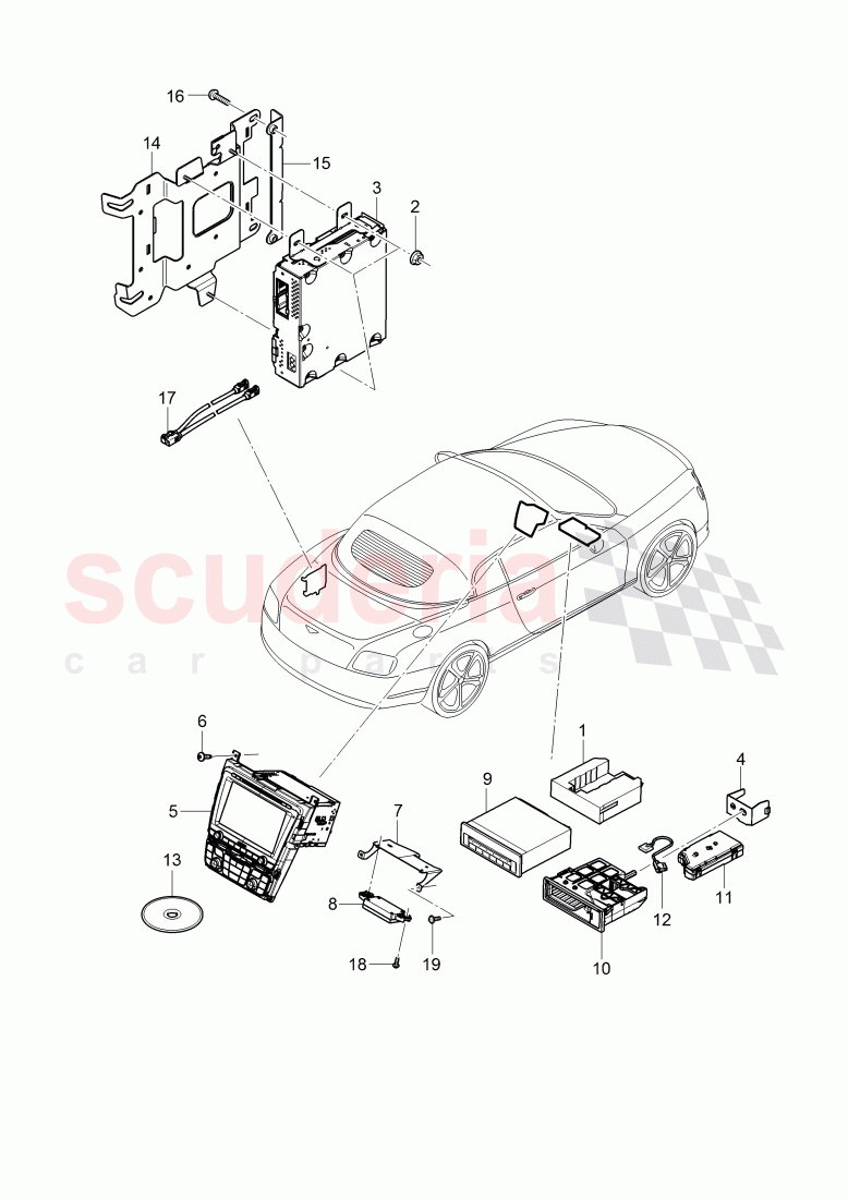 Central Display, Navigation and TV, D - MJ 2017>> of Bentley Bentley Continental GTC (2011+)