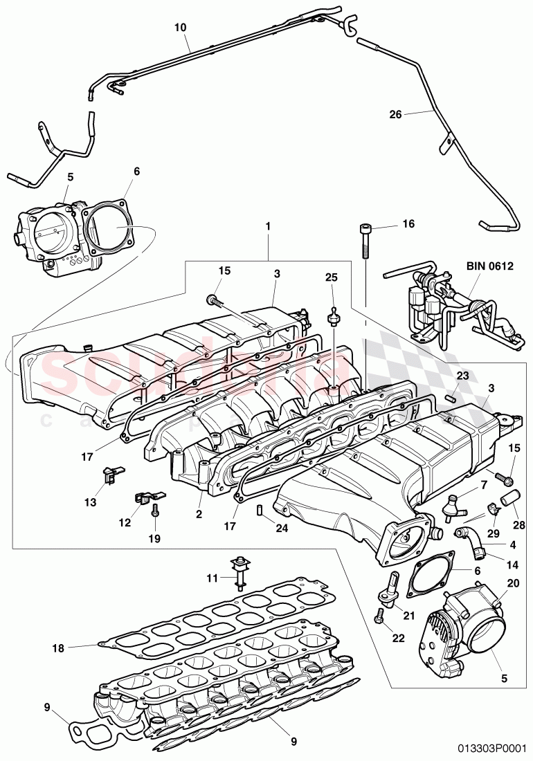 elbow, throttle valve, D >> - MJ 2004 of Bentley Bentley Continental GT (2003-2010)