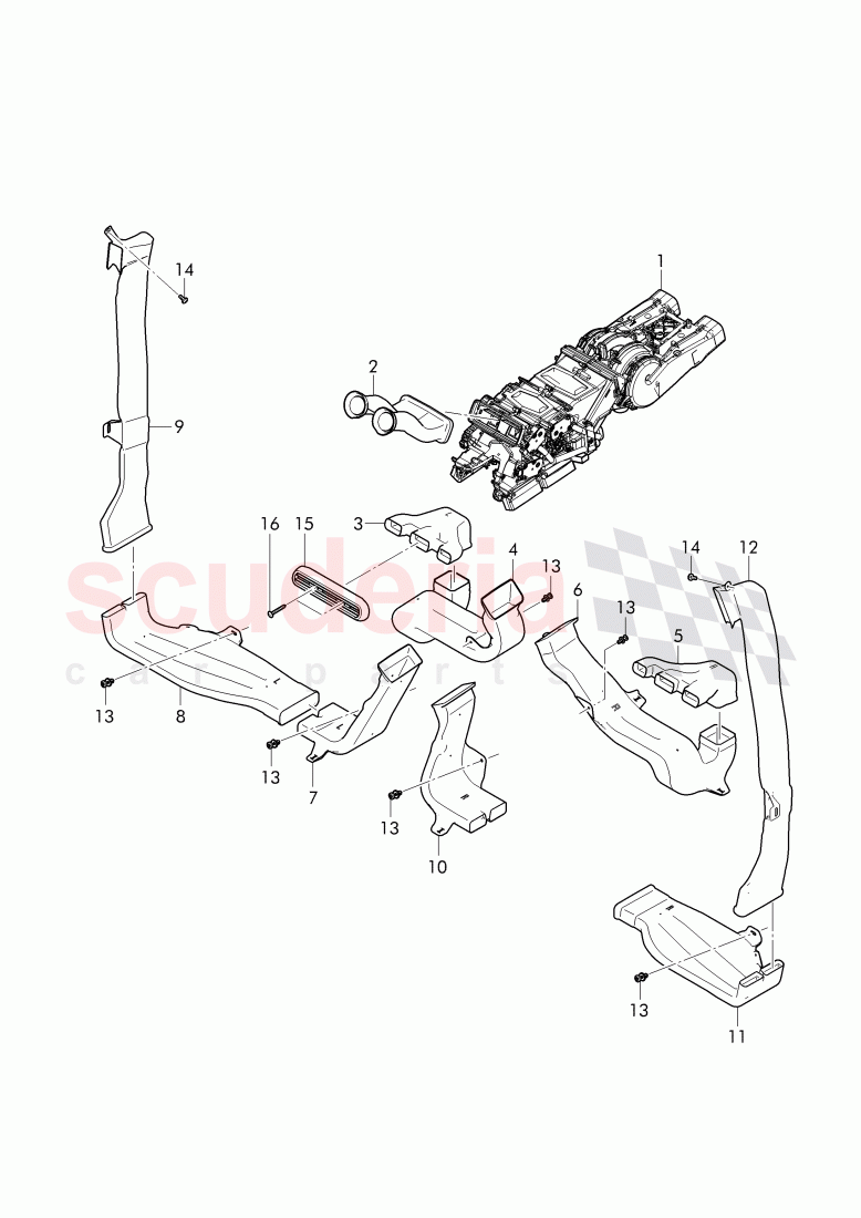 air duct for rear footwell heating of Bentley Bentley Bentayga (2015-2020)