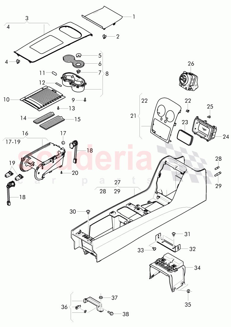 center console of Bentley Bentley Continental Flying Spur (2013+)