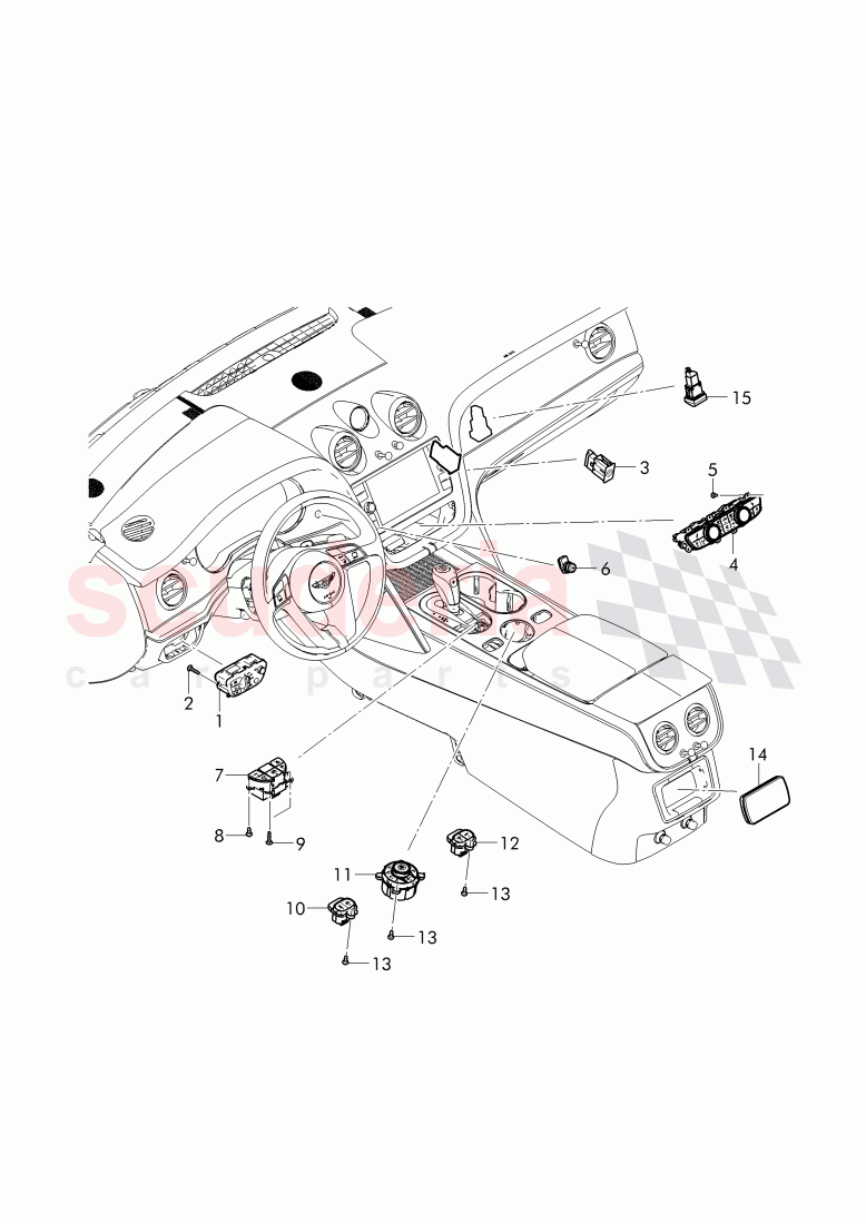 switches in dashboard, switches in console of Bentley Bentley Bentayga (2015-2020)