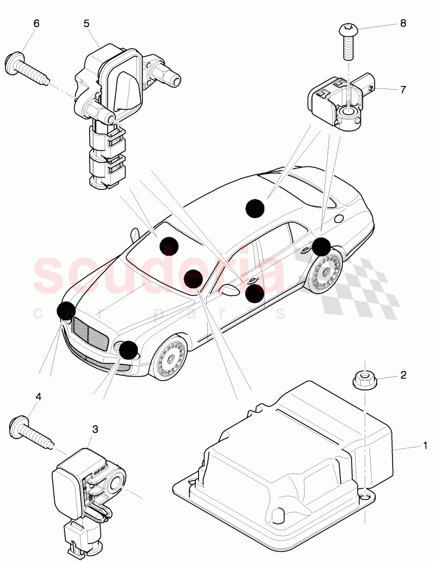 air bag control module, D - MJ 2016>> of Bentley Bentley Mulsanne (2010+)