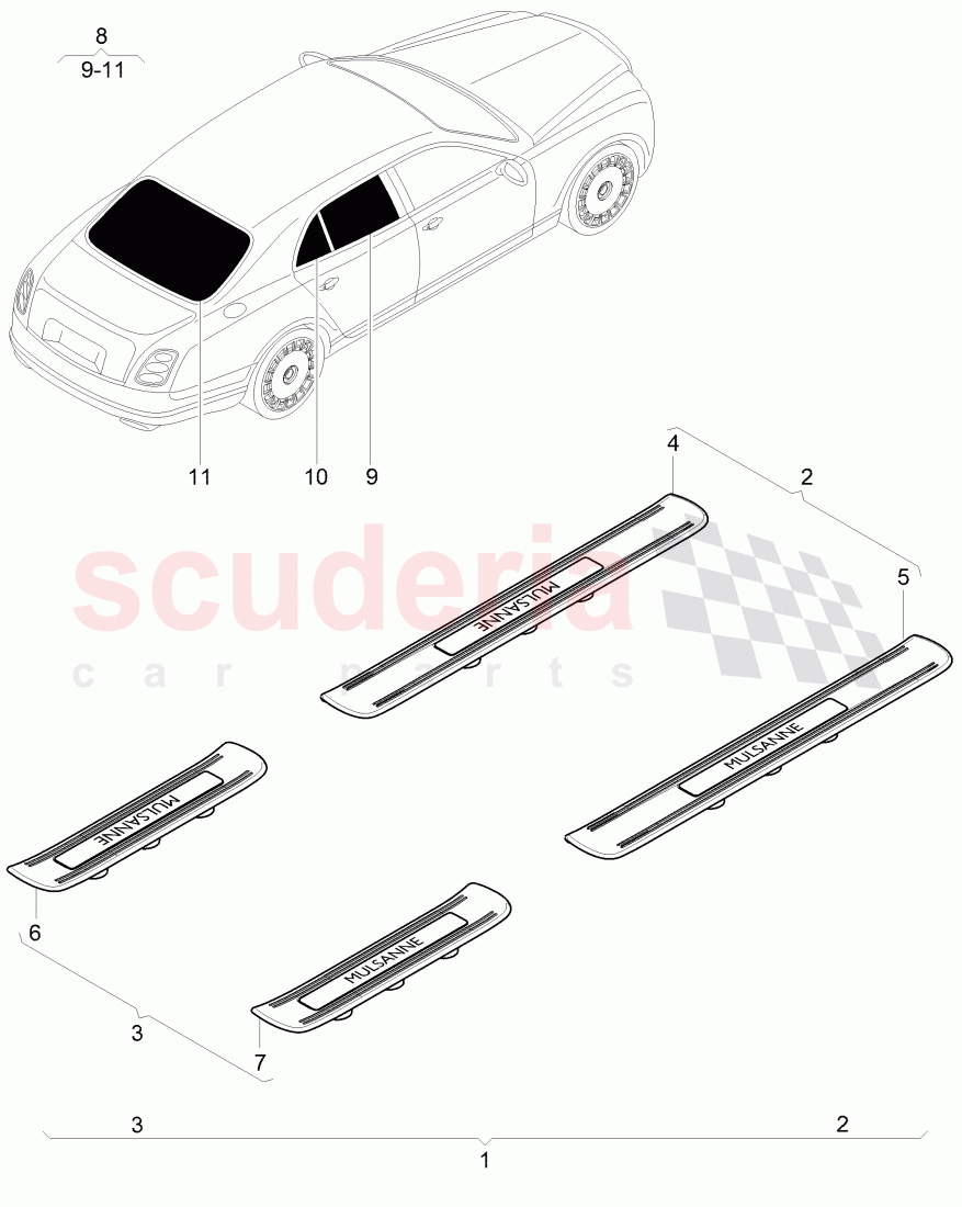 Original Accessories, scuff plate - sill panel of Bentley Bentley Mulsanne (2010+)