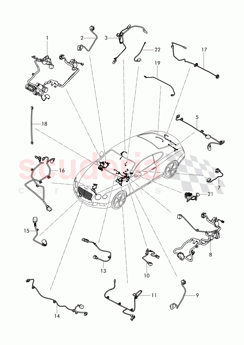 additional harness for interior, additional dashboard, harness, additional harness for engine, compartment, additional wiring harness, rear of Bentley Bentley Continental GT (2011-2018)