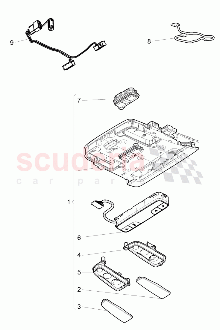 interior light, frame for interior light, Glass sunroof, D - MJ 2017>> of Bentley Bentley Mulsanne (2010+)