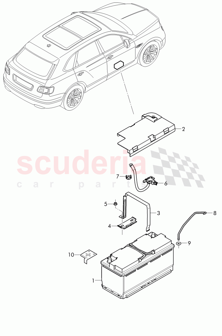 battery, battery mounting of Bentley Bentley Bentayga (2015-2020)