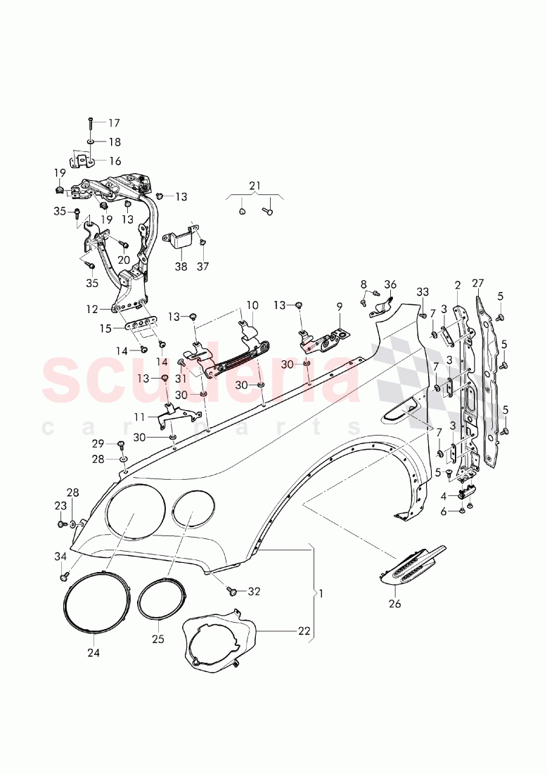 fender of Bentley Bentley Bentayga (2015-2020)