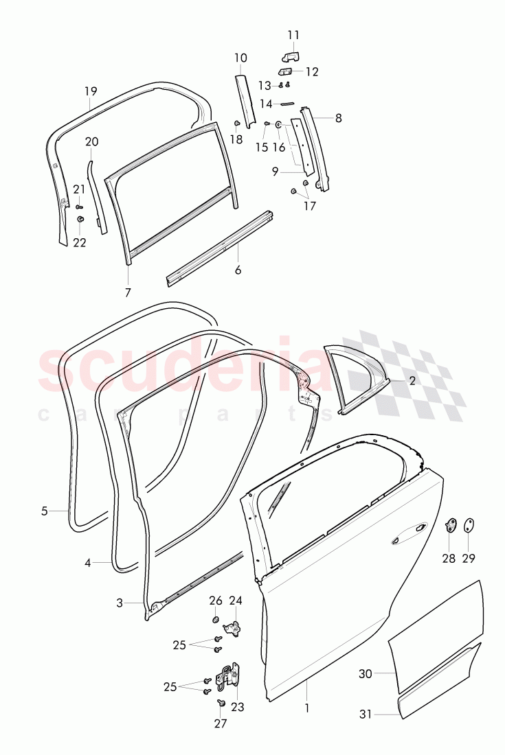 doors, door hinge with mounting parts, door seal of Bentley Bentley Continental Flying Spur (2013+)