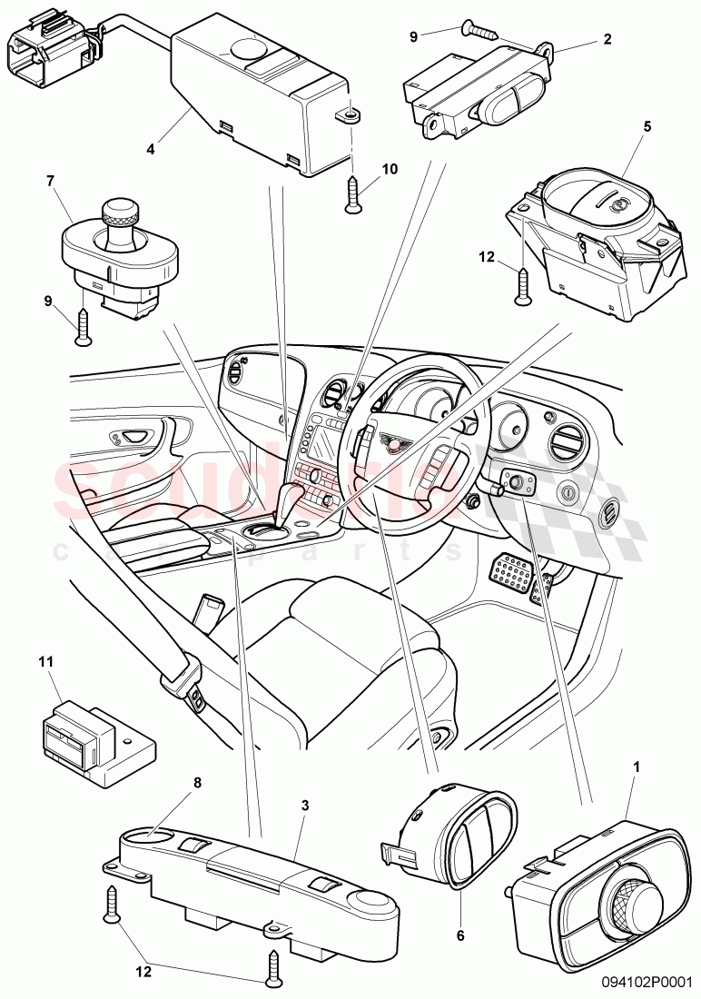 switches in dashboard, F >> 3W-6-039 935 of Bentley Bentley Continental GT (2003-2010)