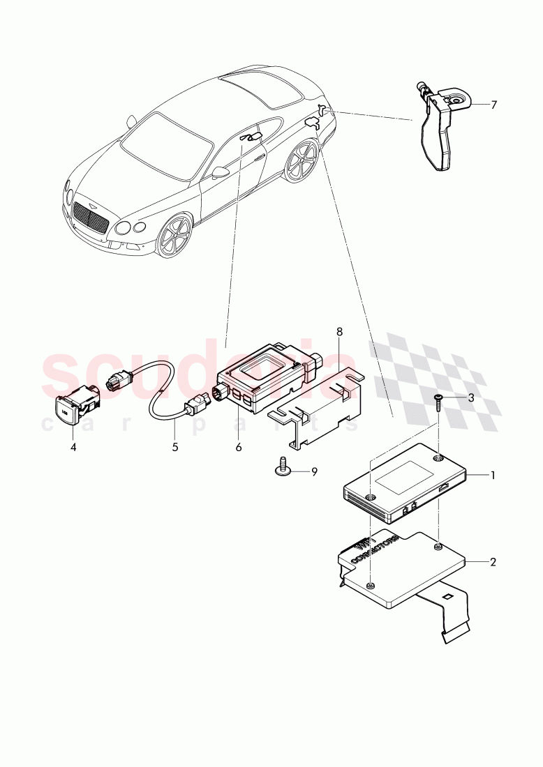 Wireless internet router, USB socket with cover, D - MJ 2016>> of Bentley Bentley Continental GT (2011-2018)