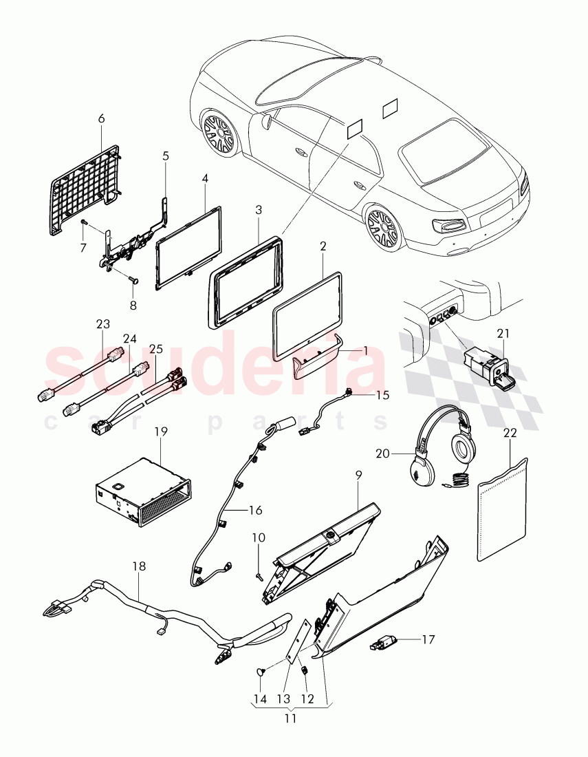 For vehicles with rear seat entertainment 'RSE' of Bentley Bentley Continental Flying Spur (2013+)