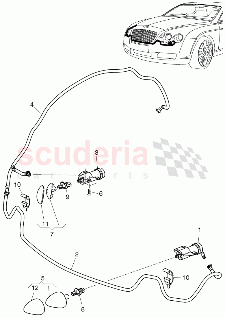 headlight washer system, F 3W-7-039 828>> 3W-8-056 549 of Bentley Bentley Continental GTC (2006-2010)