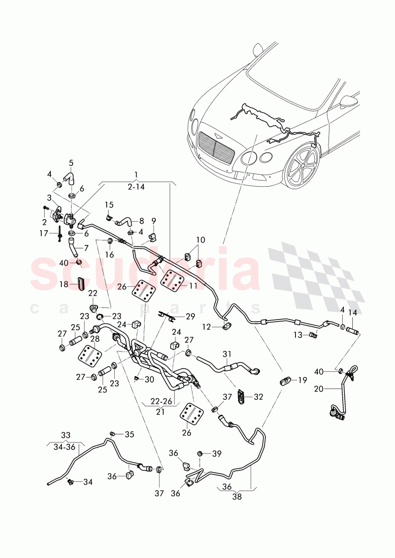 vacuum hoses for brake servo, vacuum hoses with connecting parts of Bentley Bentley Continental Supersports Convertible (2017+)
