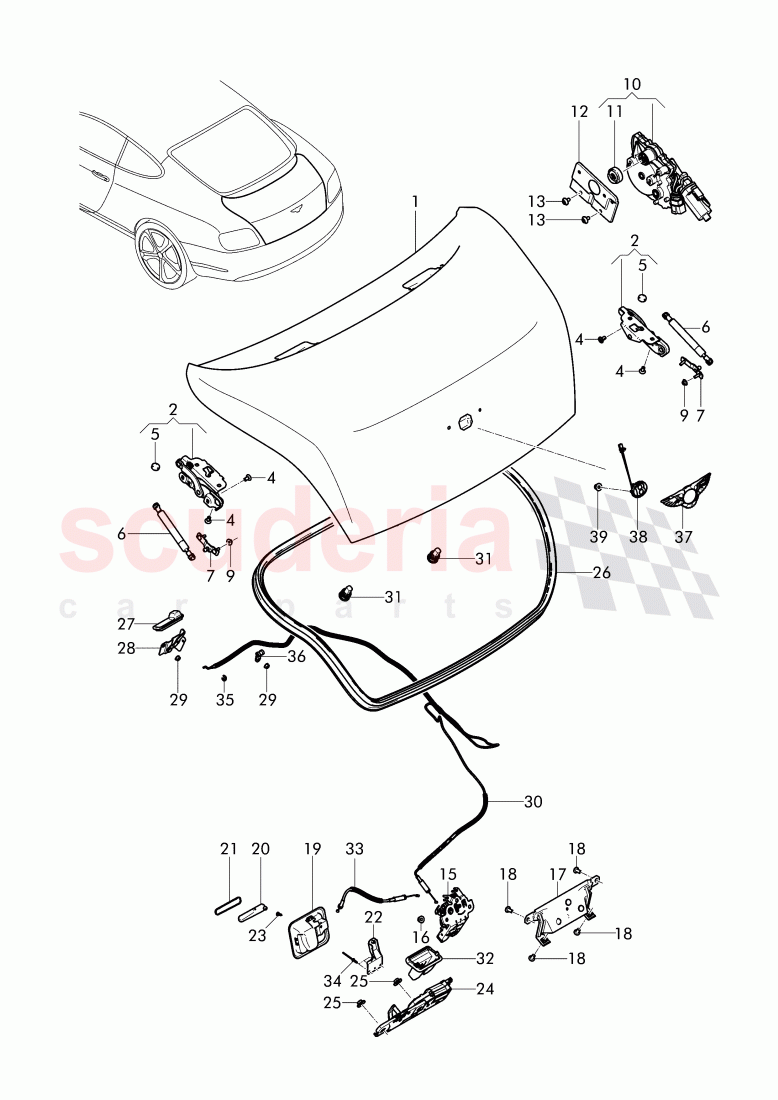 rear trunk lid, D - MJ 2015>> - MJ 2015 of Bentley Bentley Continental GT (2011-2018)