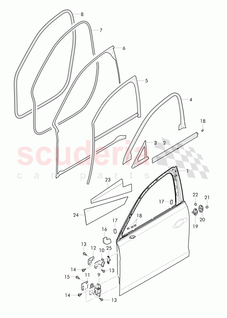 doors, window slot seal, door seal of Bentley Bentley Continental Flying Spur (2013+)