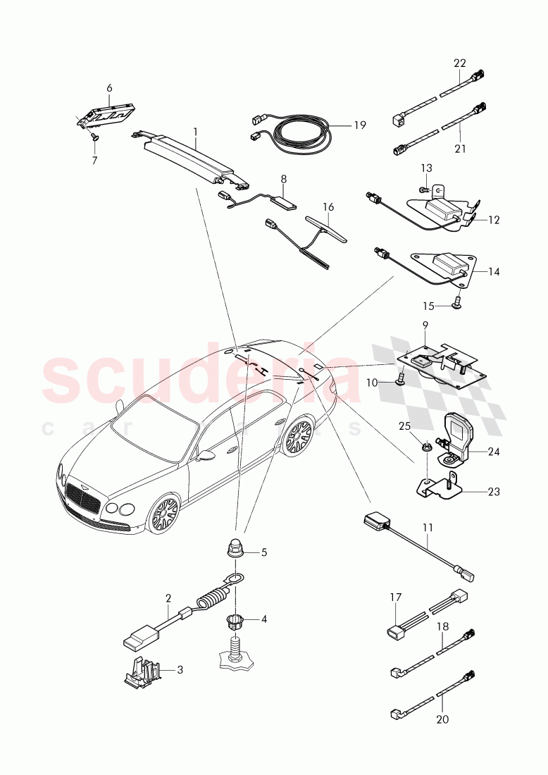antenna, For vehicles with rear seat entertainment 'RSE', F 3W-F-041 163>>, F ZA-F-041 163>> of Bentley Bentley Continental Flying Spur (2013+)