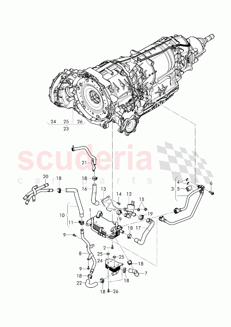 oil pressure line for gear oil cooling, Gear oil cooler, F 4V-J-019 113>>, F ZV-J-019 113>> of Bentley Bentley Bentayga (2015-2020)