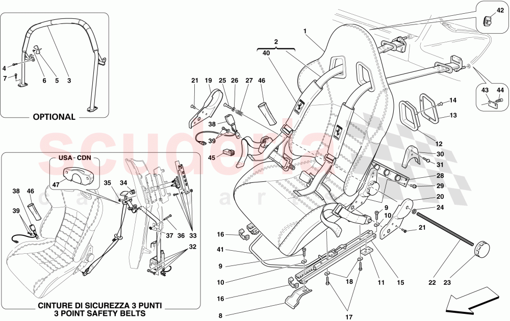 RACING SEAT-4 POINT SEAT HARNESS-ROLLBAR -Optional- -Sparco- of Ferrari Ferrari 430 Coupe