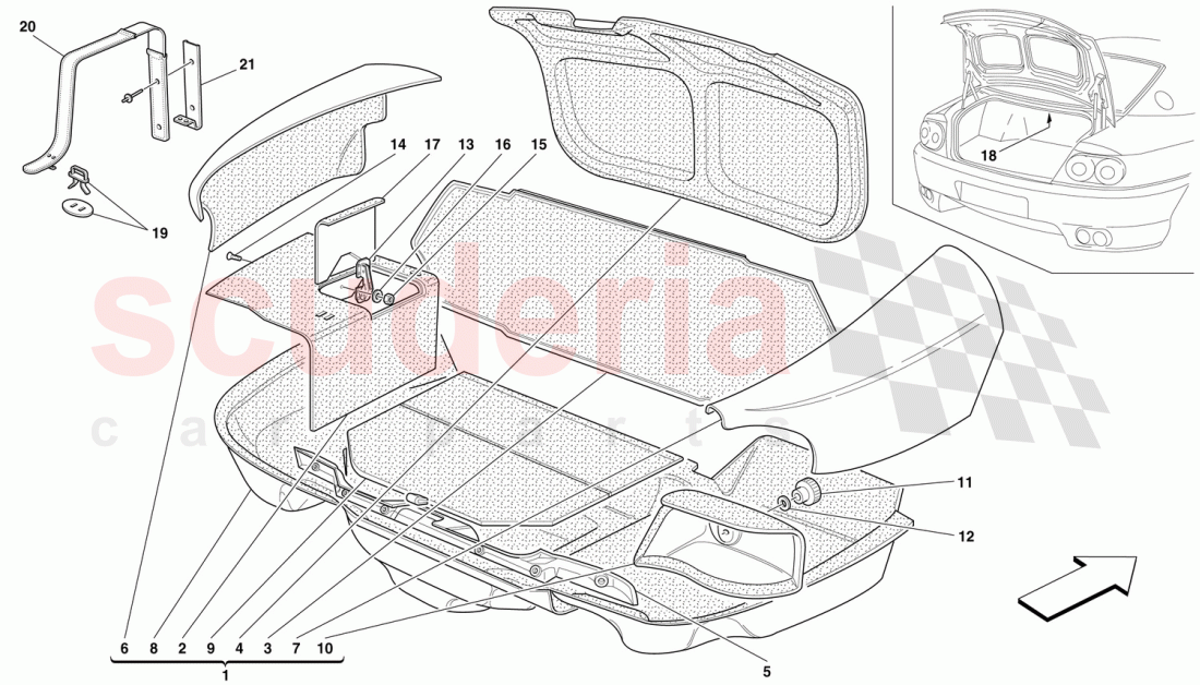 TRUNK HOOD UPHOLSTERY of Ferrari Ferrari 456 GT/GTA