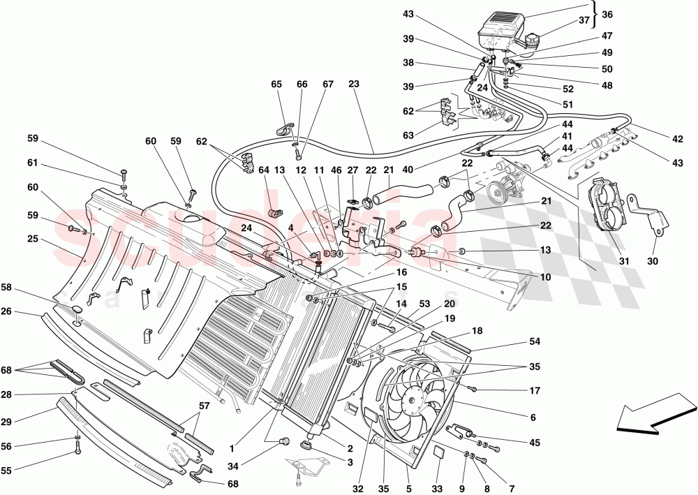 COOLING SYSTEM - RADIATOR AND HEADER TANK of Ferrari Ferrari 612 Scaglietti