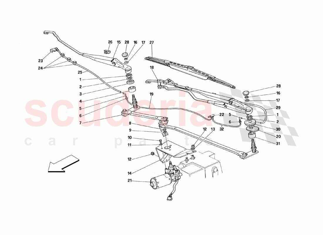Windshield Wiper and Movement of Ferrari Ferrari 348 TB (1993)
