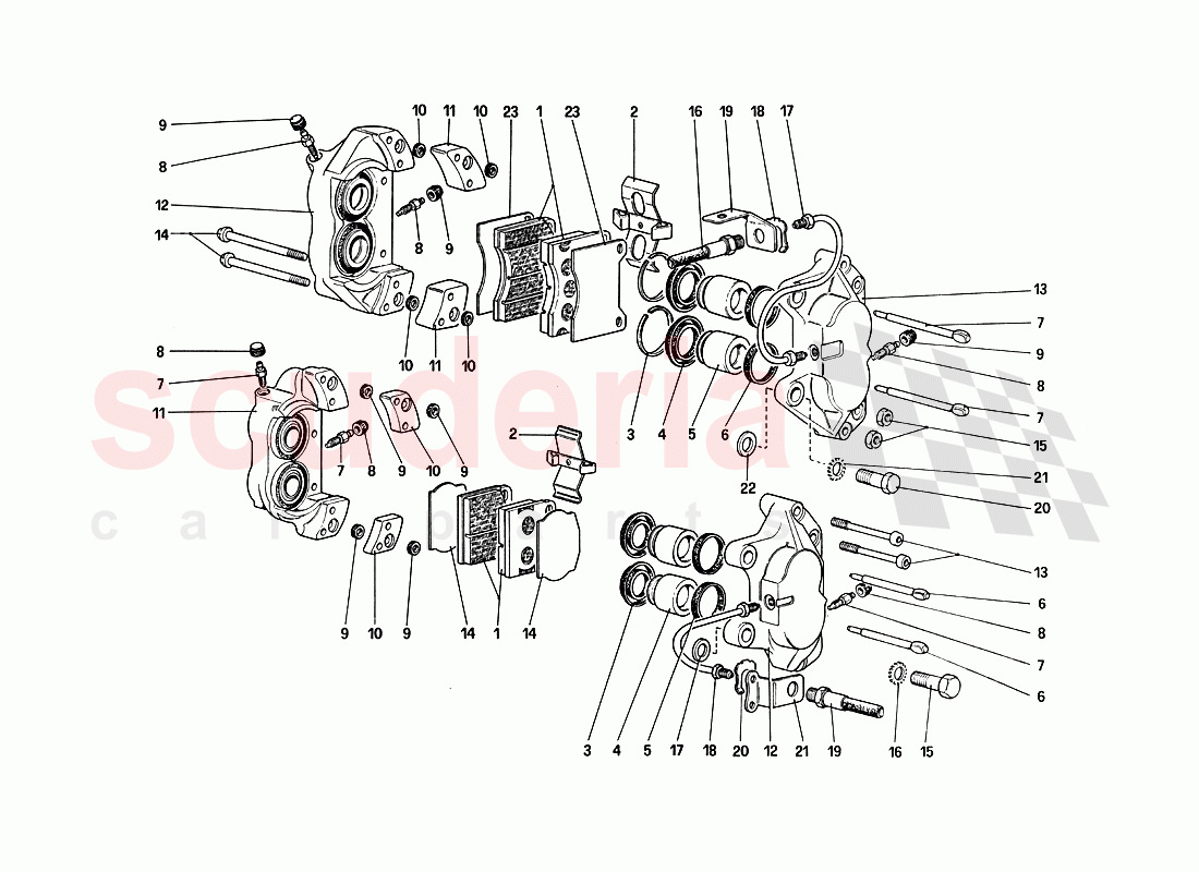 Calipers for Front and Rear Brakes of Ferrari Ferrari 288 GTO