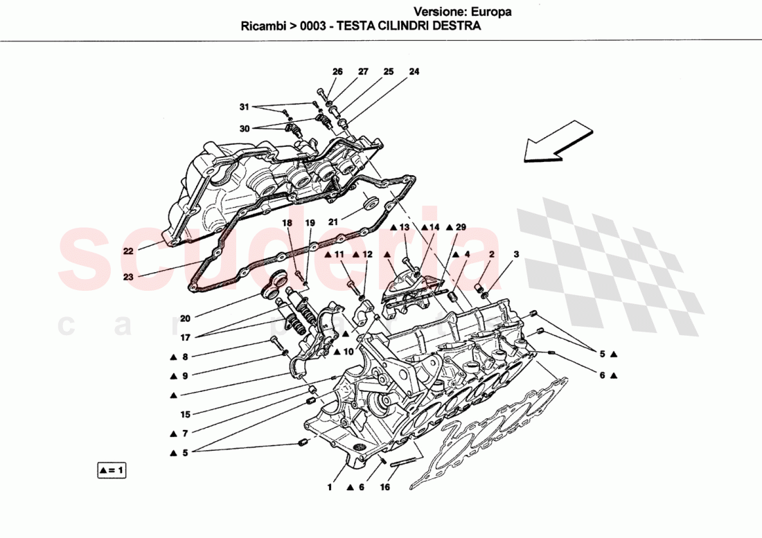 R.H. CYLINDER HEAD of Ferrari Ferrari California (2008-2011)