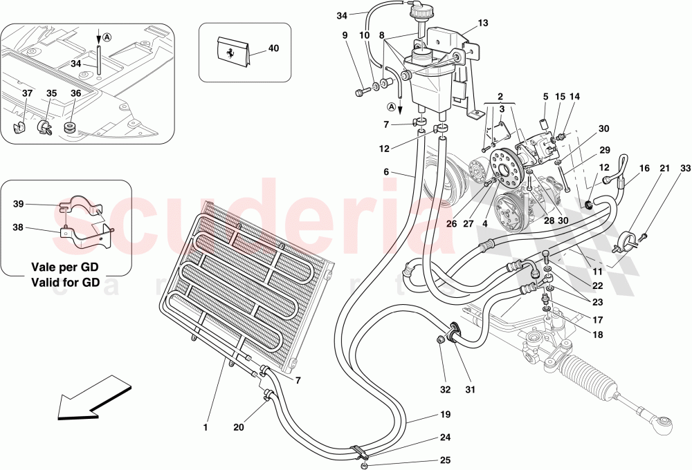 HYDRAULIC FLUID RESERVOIR, PUMP AND COIL FOR POWER STEERING SYSTEM of Ferrari Ferrari 599 GTO