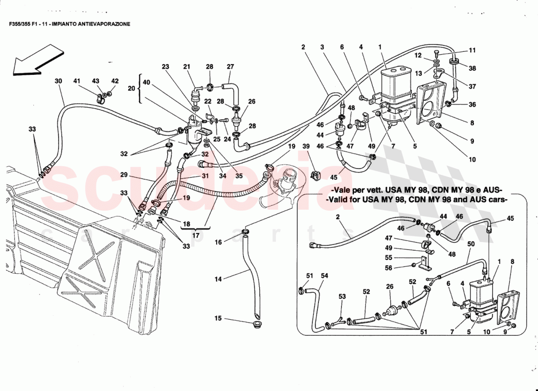 ANTIEVAPORATION DEVICE of Ferrari Ferrari 355 (5.2 Motronic)
