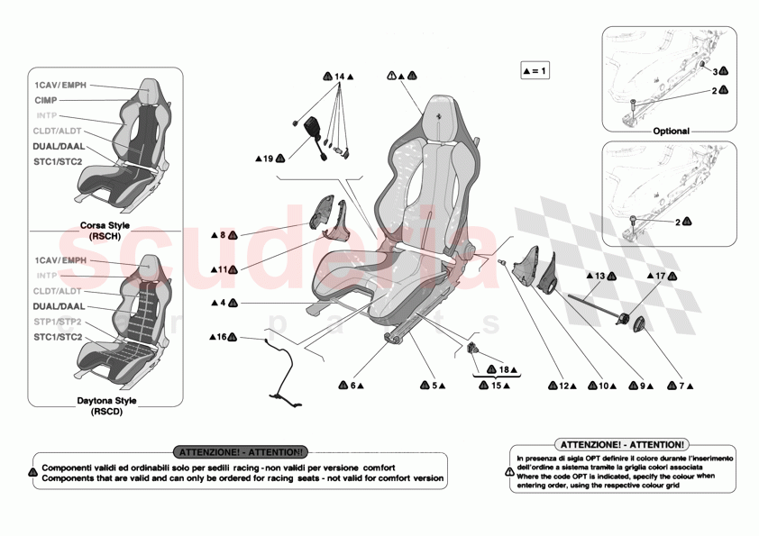 FRONT SEATS - RACING SEAT of Ferrari Ferrari 12Cilindri Spider