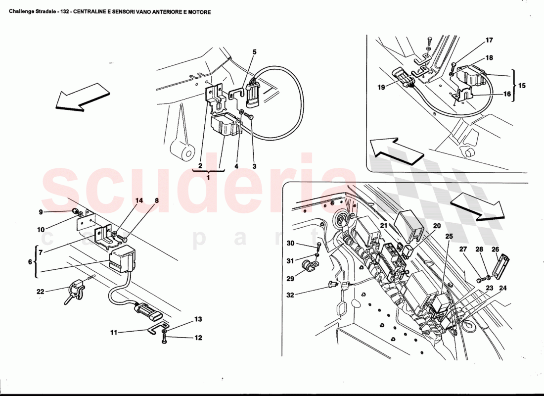 FRONT AND MOTOR COMPARTMENTS ELECTRICAL BOARDS AND SENSOR of Ferrari Ferrari 360 Challenge Stradale