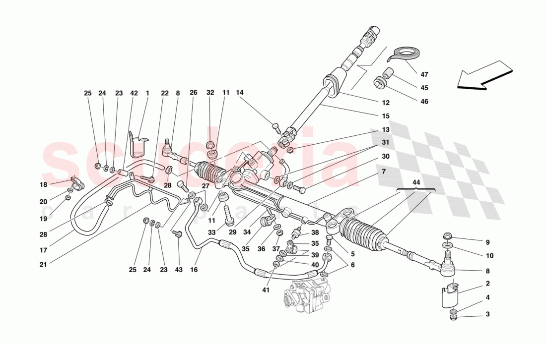 HYDRAULIC STEERING BOX AND SERPENTINE -Valid for GD- of Ferrari Ferrari 456 M GT/GTA