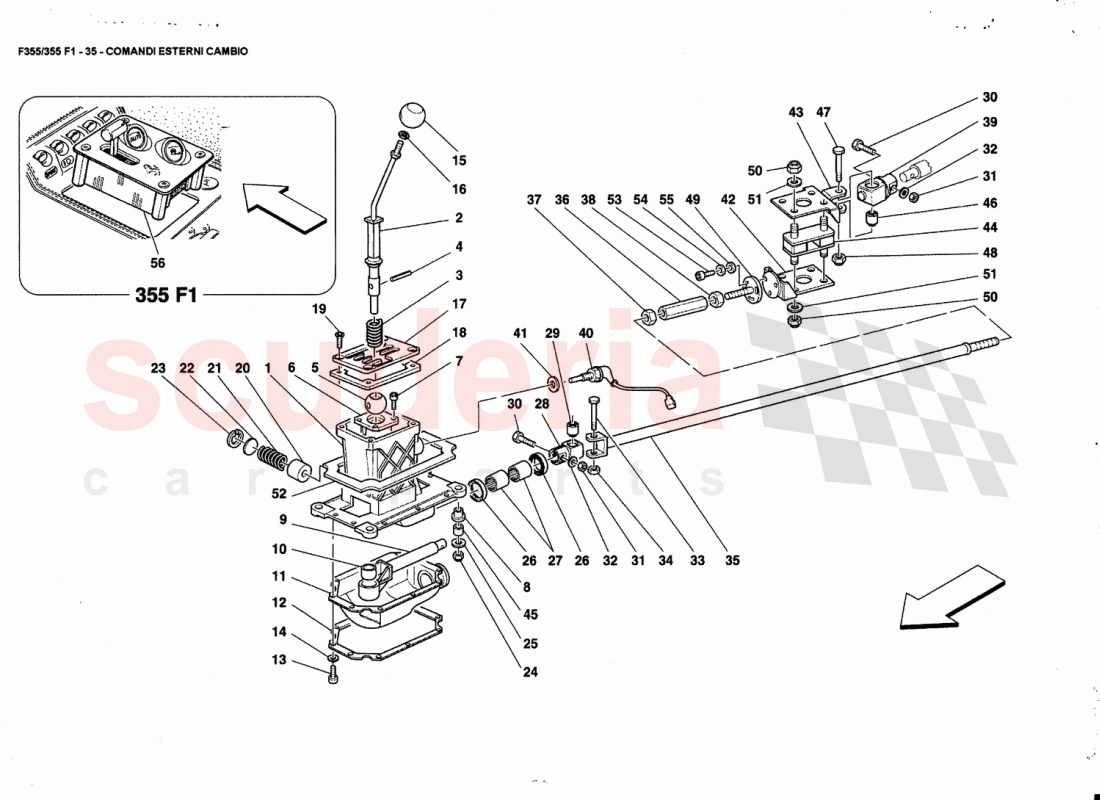 OUTSIDE GEARBOX CONTROLS of Ferrari Ferrari 355 (5.2 Motronic)