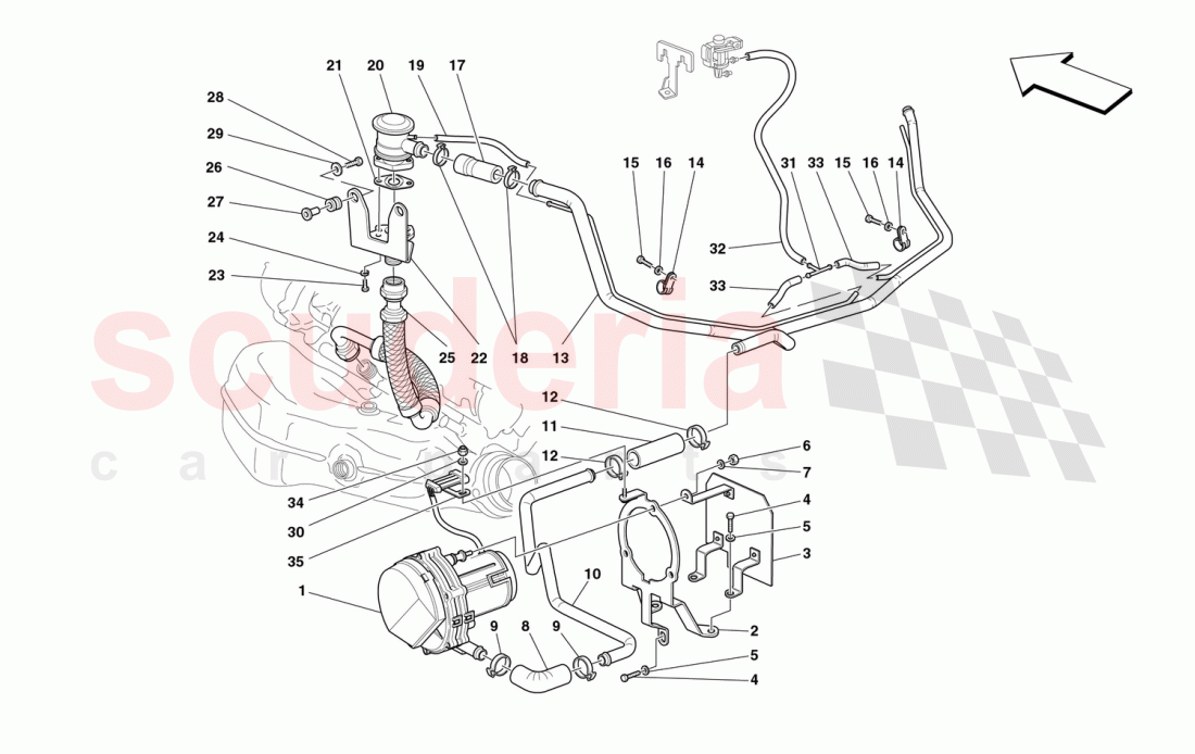 SECONDARY AIR SYSTEM -Valid for USA MY 2000, USA MY 2001, CDN MY 2000 and CDN MY 2001- of Ferrari Ferrari 360 Spider
