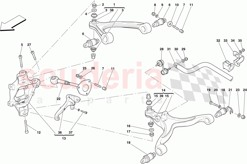 REAR SUSPENSION - ARMS AND STABILISER BAR of Ferrari Ferrari 599 GTO