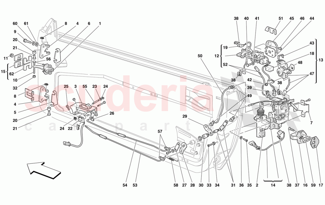 DOORS - OPENING CONTROL AND HINGES of Ferrari Ferrari 550 Maranello