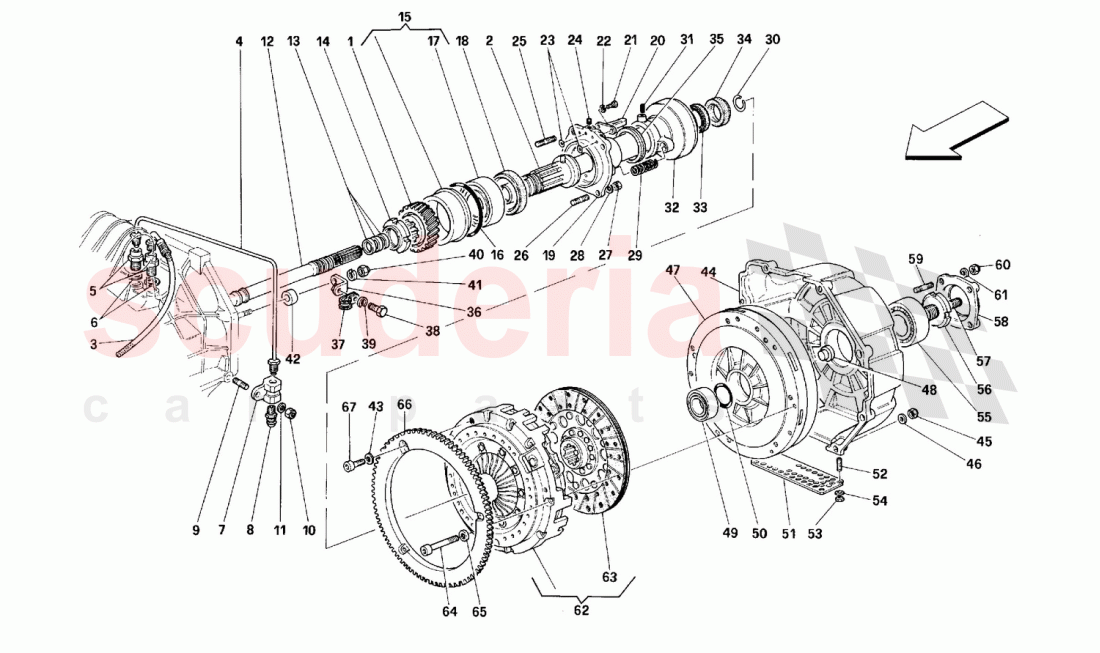 CLUTCH AND CONTROLS of Ferrari Ferrari 348 (2.7 Motronic)
