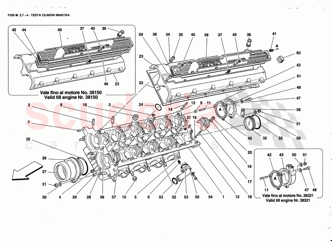 L.H. CYLINDER HEAD of Ferrari Ferrari 355 (2.7 Motronic)