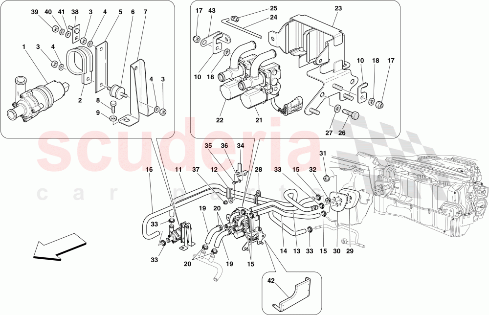 AC SYSTEM - WATER PIPES of Ferrari Ferrari 599 GTO