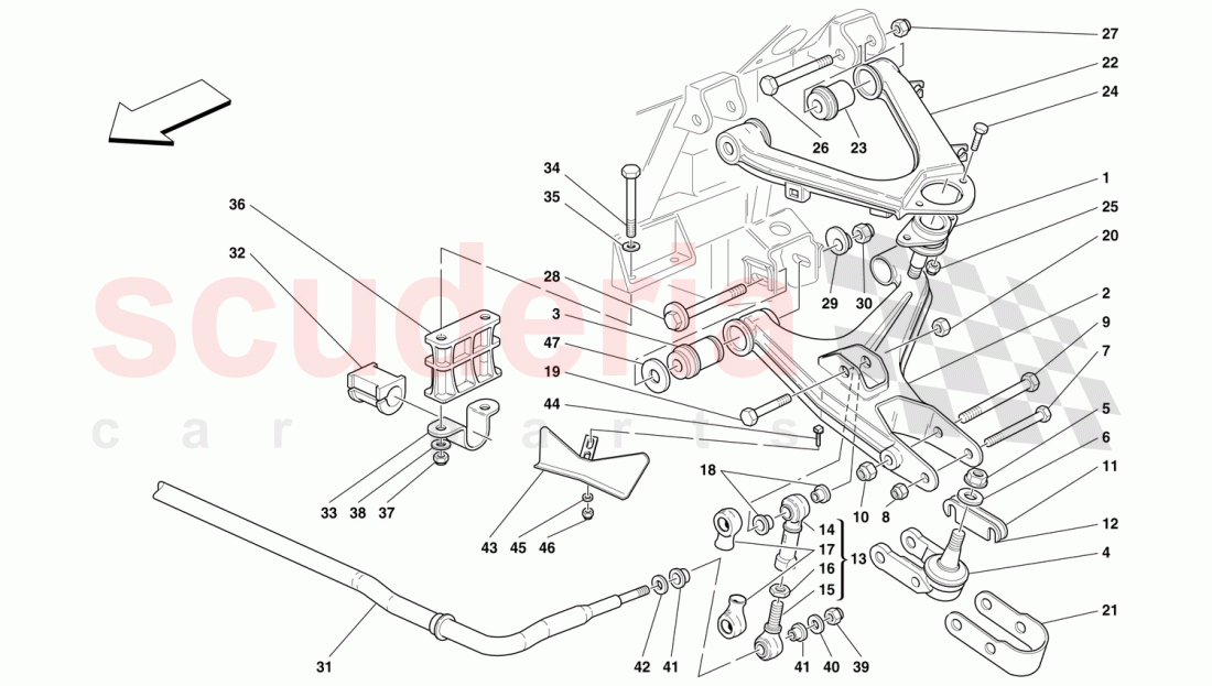 FRONT SUSPENSION - WISHBONES AND STABILIZER BAR of Ferrari Ferrari 456 GT/GTA
